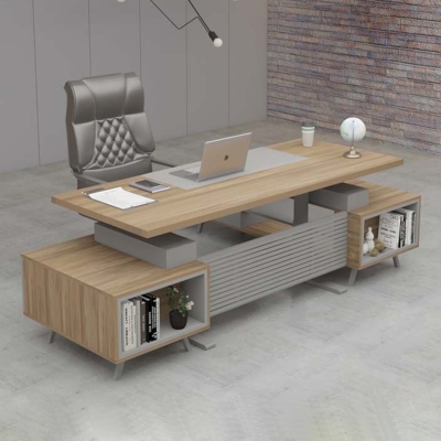 Bàn giám đốc 2m chữ L chân sắt, kèm tủ phụ Axis DKFBGD52