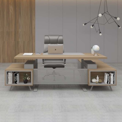 Bàn giám đốc 2m chữ L chân sắt, kèm tủ phụ Axis DKFBGD52