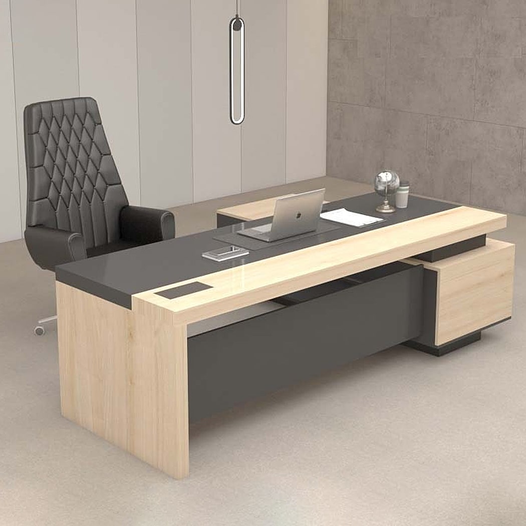 Bàn giám đốc 1m8 dáng chữ L hiện đại, chân gỗ kèm tủ phụ Sigma DKFBGD55-B Bàn giám đốc 1m8 dáng chữ L hiện đại, chân gỗ kèm tủ phụ Sigma DKFBGD55-B