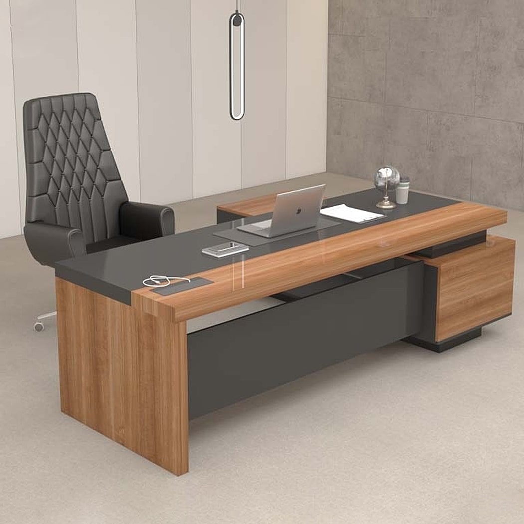 Bàn giám đốc 1m8 dáng chữ L hiện đại, chân gỗ kèm tủ phụ Sigma DKFBGD55-B Bàn giám đốc 1m8 dáng chữ L hiện đại, chân gỗ kèm tủ phụ Sigma DKFBGD55-B