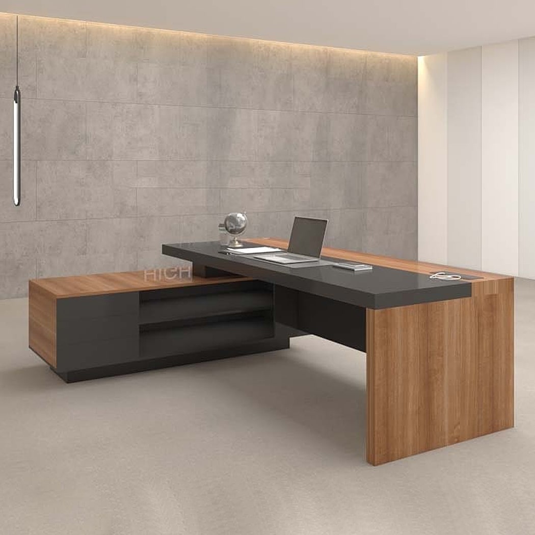 Bàn giám đốc 1m8 dáng chữ L hiện đại, chân gỗ kèm tủ phụ Sigma DKFBGD55-B Bàn giám đốc 1m8 dáng chữ L hiện đại, chân gỗ kèm tủ phụ Sigma DKFBGD55-B