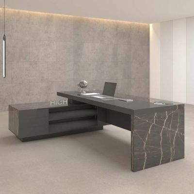 Bàn giám đốc 2m dáng chữ L, chân gỗ kèm tủ phụ Sigma DKFBGD55-B