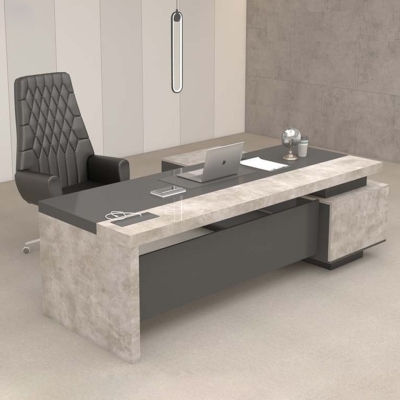 Bàn giám đốc 2m dáng chữ L, chân gỗ kèm tủ phụ Sigma DKFBGD55-B