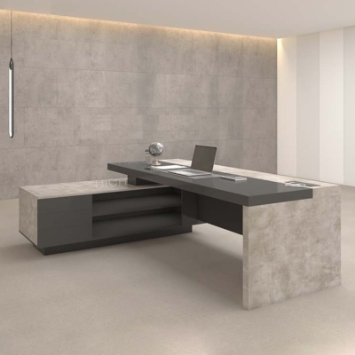 Bàn giám đốc 2m dáng chữ L, chân gỗ kèm tủ phụ Sigma DKFBGD55-B