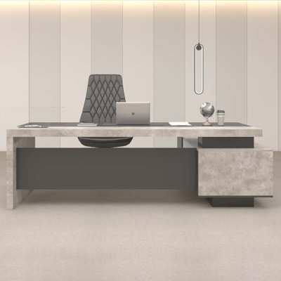 Bàn giám đốc 2m dáng chữ L, chân gỗ kèm tủ phụ Sigma DKFBGD55-B