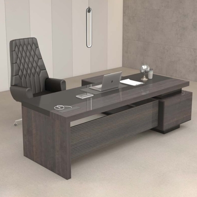 Bàn giám đốc 2m dáng chữ L, chân gỗ kèm tủ phụ Sigma DKFBGD55-B