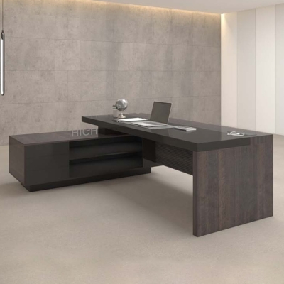 Bàn giám đốc 2m dáng chữ L, chân gỗ kèm tủ phụ Sigma DKFBGD55-B