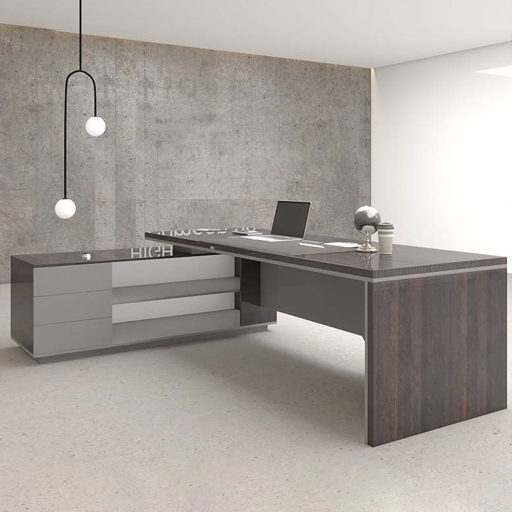 Bàn giám đốc 1m8 chữ L, chân gỗ kèm tủ phụ Lynx DKFBGD56-G Bàn giám đốc 1m8 chữ L, chân gỗ kèm tủ phụ Lynx DKFBGD56-G