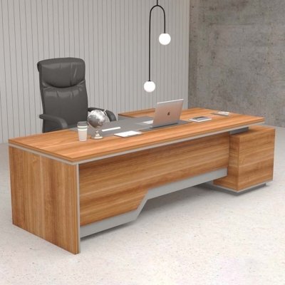 Bàn giám đốc 2m dáng chữ L, chân gỗ kèm tủ phụ Sigma DKFBGD55-B