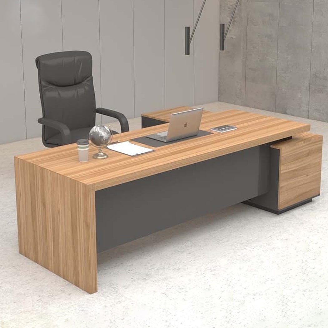 Bàn giám đốc 1m8 dáng chữ L sang trọng, kèm tủ phụ Fuma DKFBGD57-B
