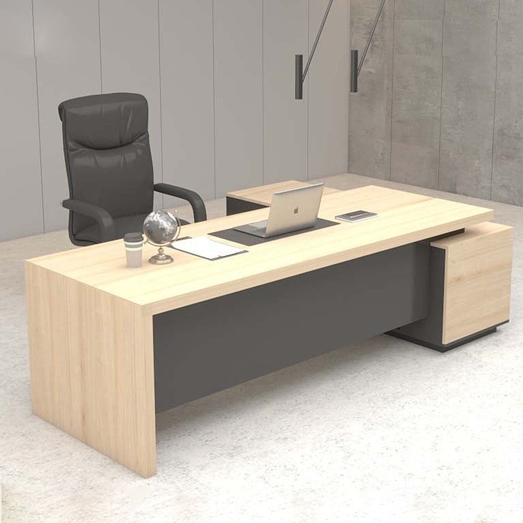 Bàn giám đốc 1m8 dáng chữ L sang trọng, kèm tủ phụ Fuma DKFBGD57-B