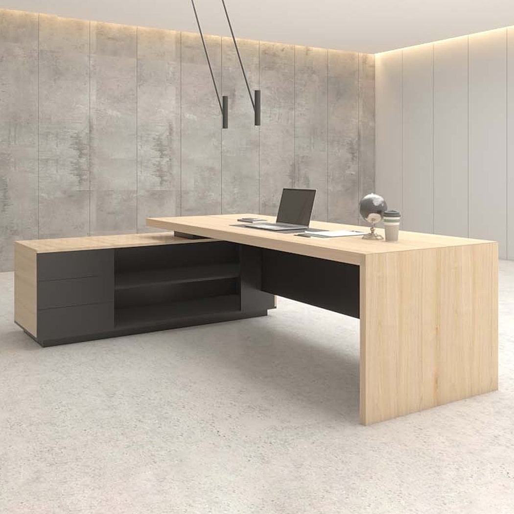 Bàn giám đốc 1m8 dáng chữ L sang trọng, kèm tủ phụ Fuma DKFBGD57-B