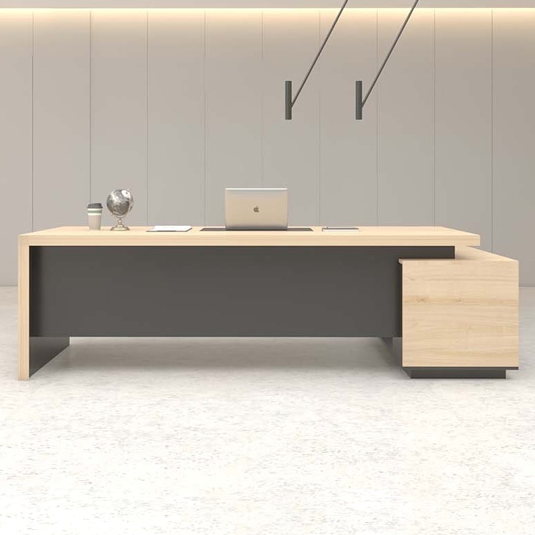 Bàn giám đốc 1m8 dáng chữ L sang trọng, kèm tủ phụ Fuma DKFBGD57-B