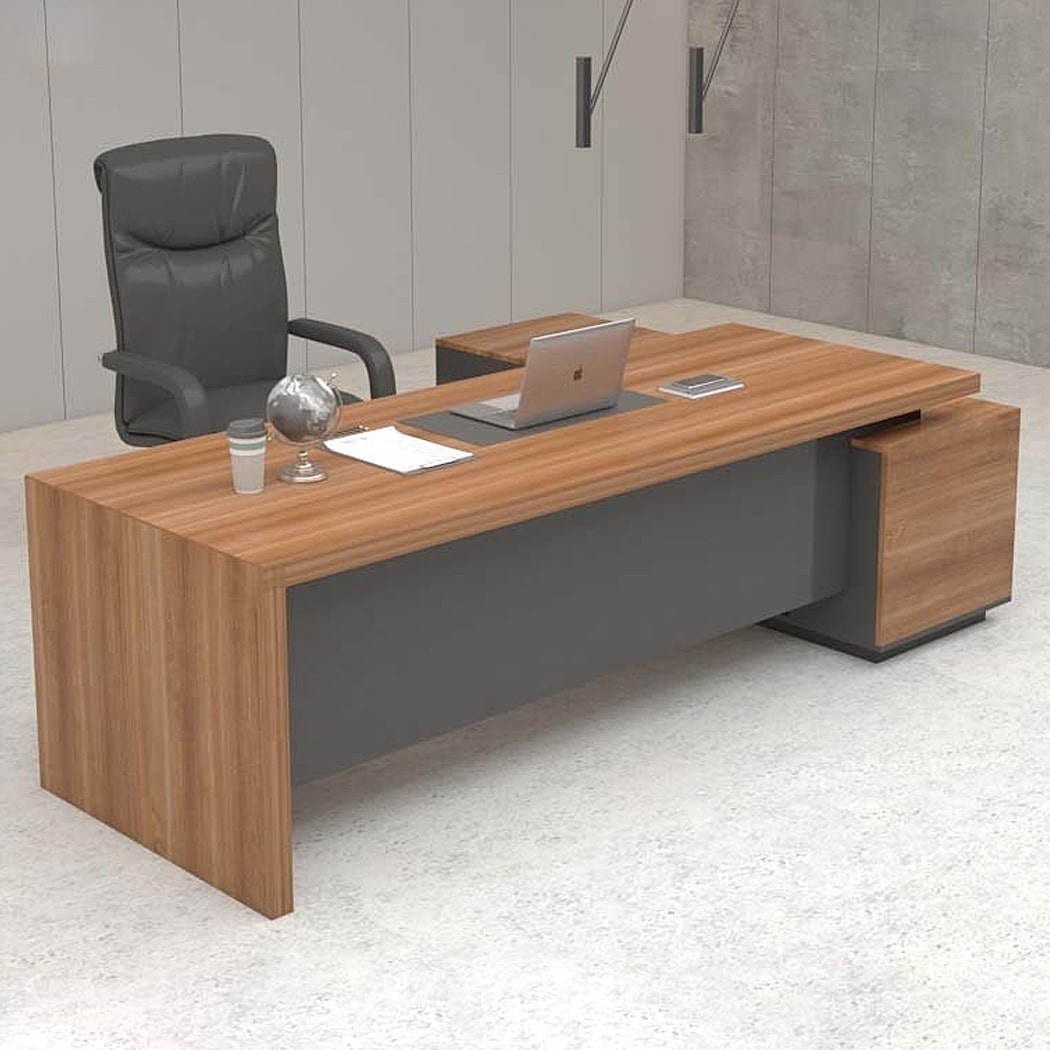 Bàn giám đốc 1m8 dáng chữ L sang trọng, kèm tủ phụ Fuma DKFBGD57-B