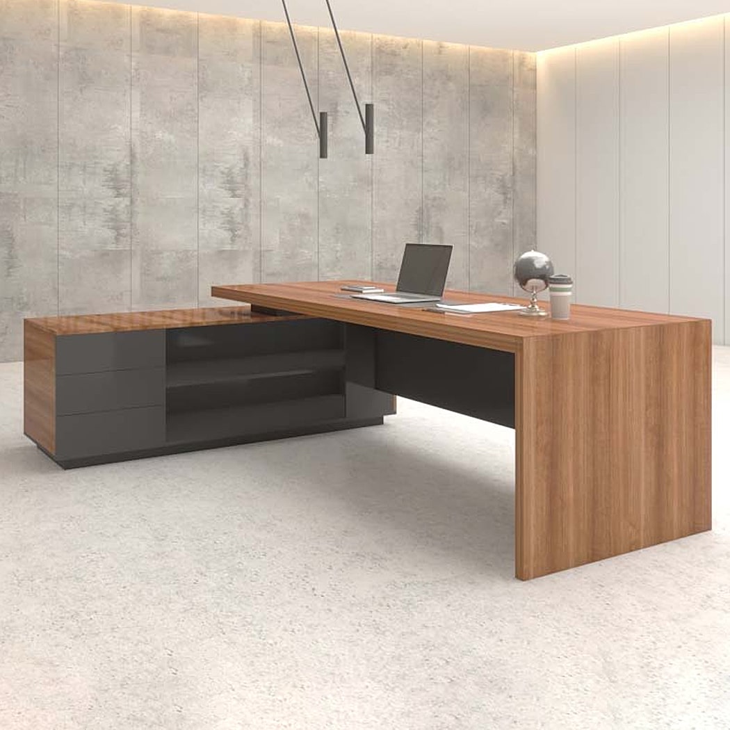 Bàn giám đốc 1m8 dáng chữ L sang trọng, kèm tủ phụ Fuma DKFBGD57-B