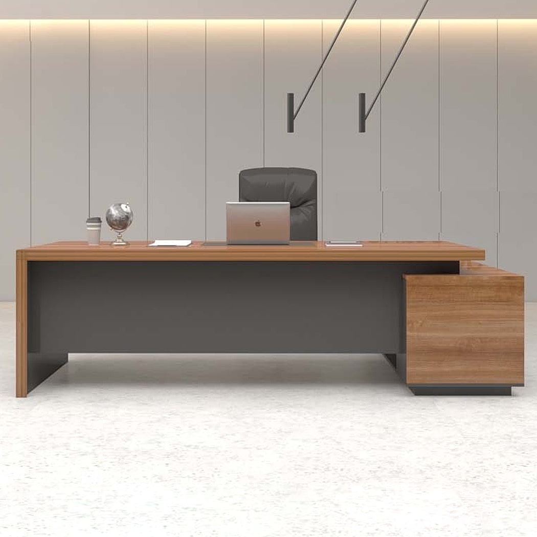 Bàn giám đốc 1m8 dáng chữ L sang trọng, kèm tủ phụ Fuma DKFBGD57-B