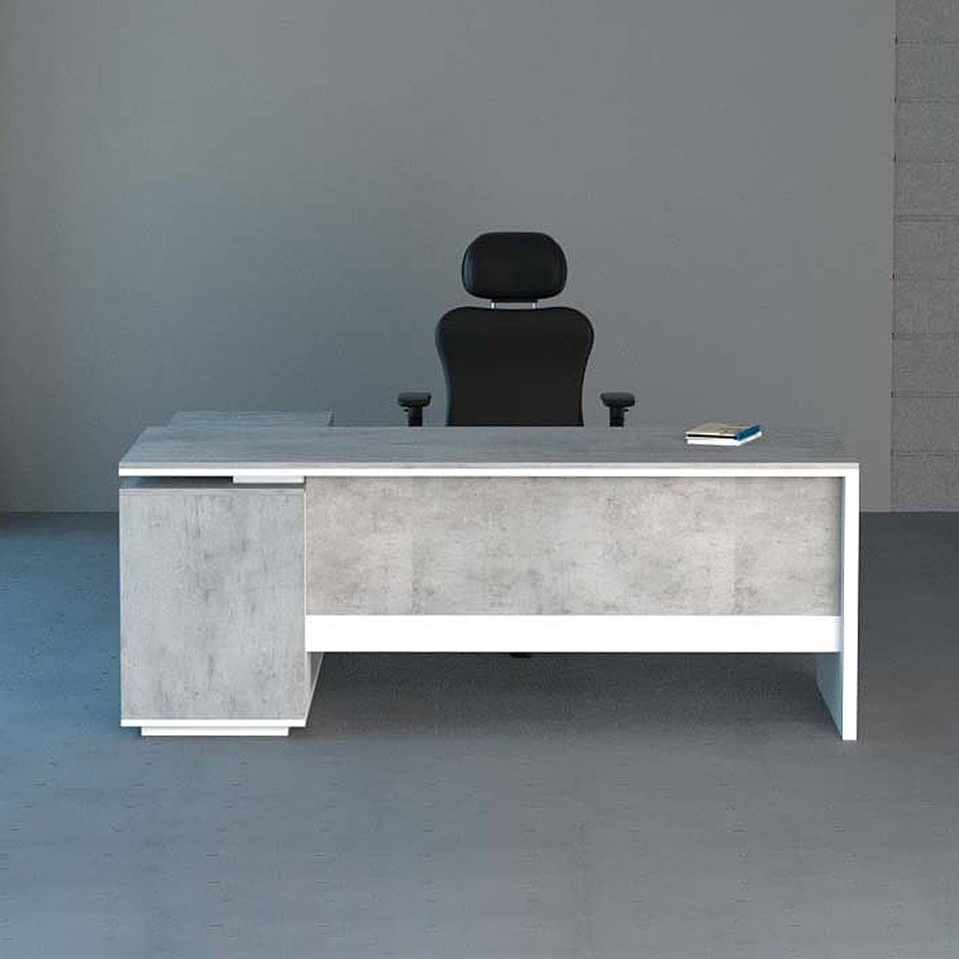 Bàn giám đốc 2m dáng chữ L, kèm tủ phụ hiện đại Spin DKFBGD62-W