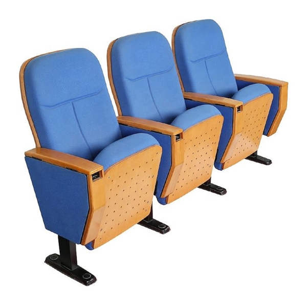 Ghế hội trường có bàn viết, chân thép bám sàn, đệm PU bọc nỉ WH506