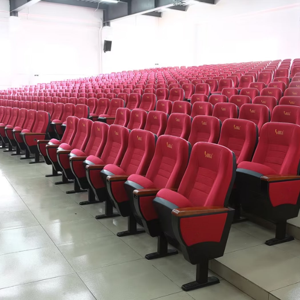 Ghế hội trường nhập khẩu chân thép, tay vịn ốp gỗ, ốp đệm nhựa PP kèm bàn viết tiện lợi Ghế hội trường nhập khẩu chân thép, tay vịn ốp gỗ, ốp đệm nhựa PP kèm bàn viết tiện lợi
