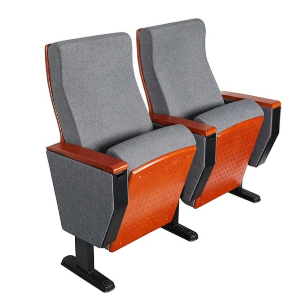 Ghế hội trường có bàn viết, chân thép bám sàn, đệm PU bọc nỉ WH506