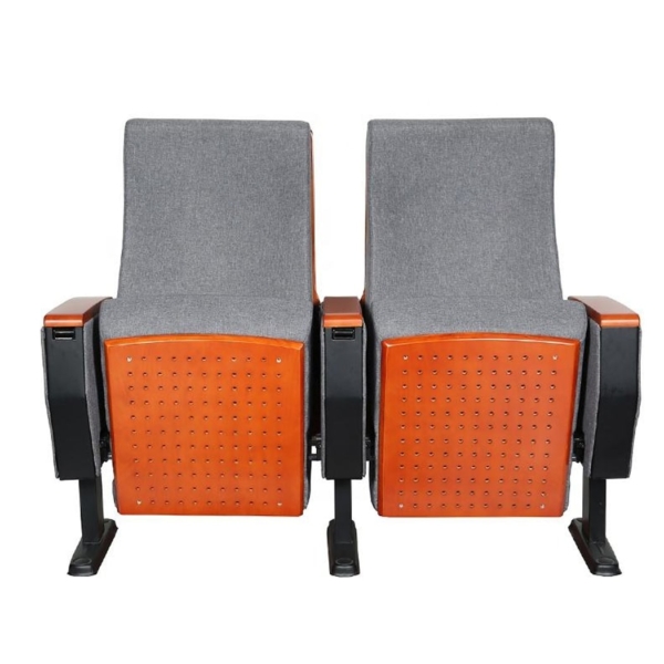 Ghế hội trường có bàn viết, chân thép bám sàn, đệm PU bọc nỉ WH506