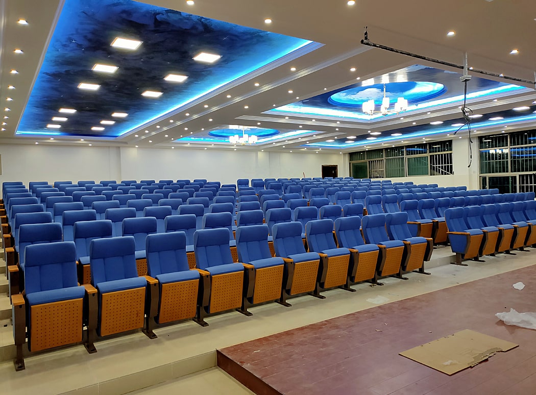 Ghế hội trường nhập khẩu có bàn viết, lưng ghế cao, chân thép bám sàn WH516 Ghế hội trường nhập khẩu có bàn viết, lưng ghế cao, chân thép bám sàn WH516