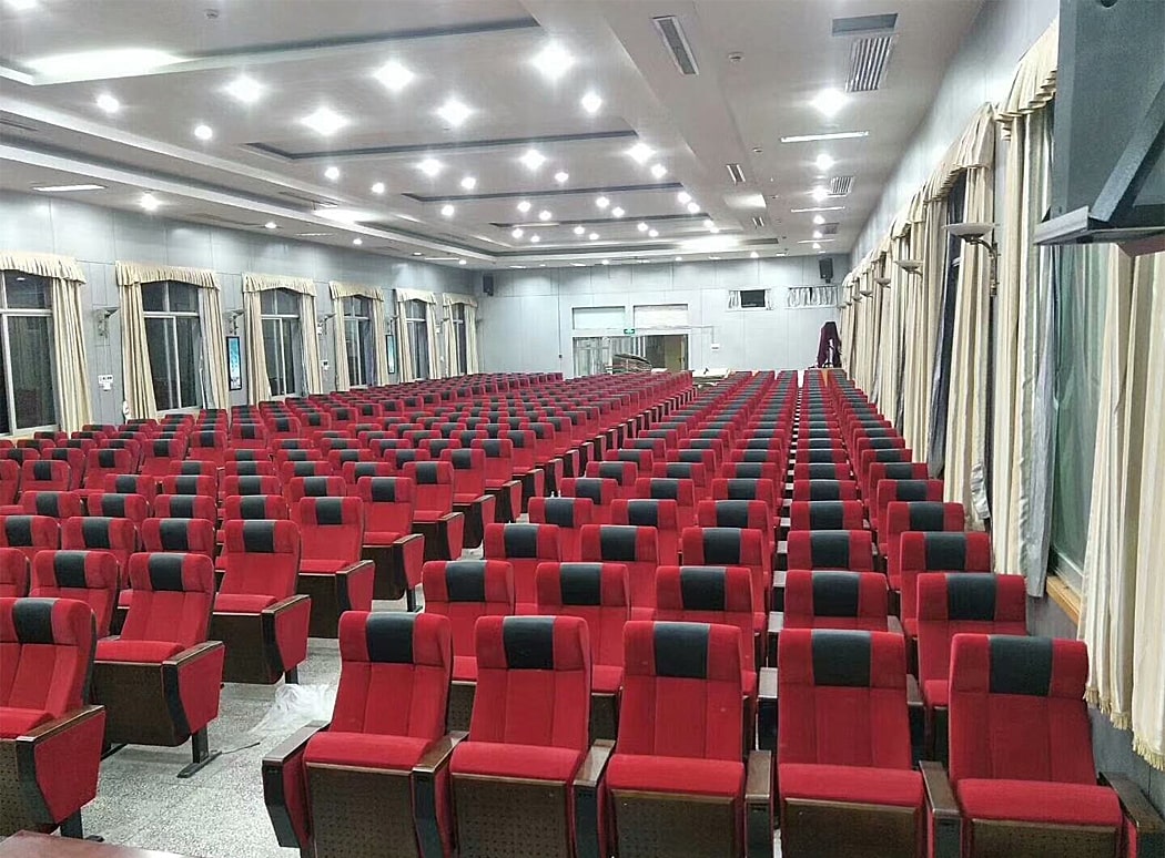 Ghế hội trường nhập khẩu có bàn viết, lưng ghế cao, chân thép bám sàn WH516 Ghế hội trường nhập khẩu có bàn viết, lưng ghế cao, chân thép bám sàn WH516