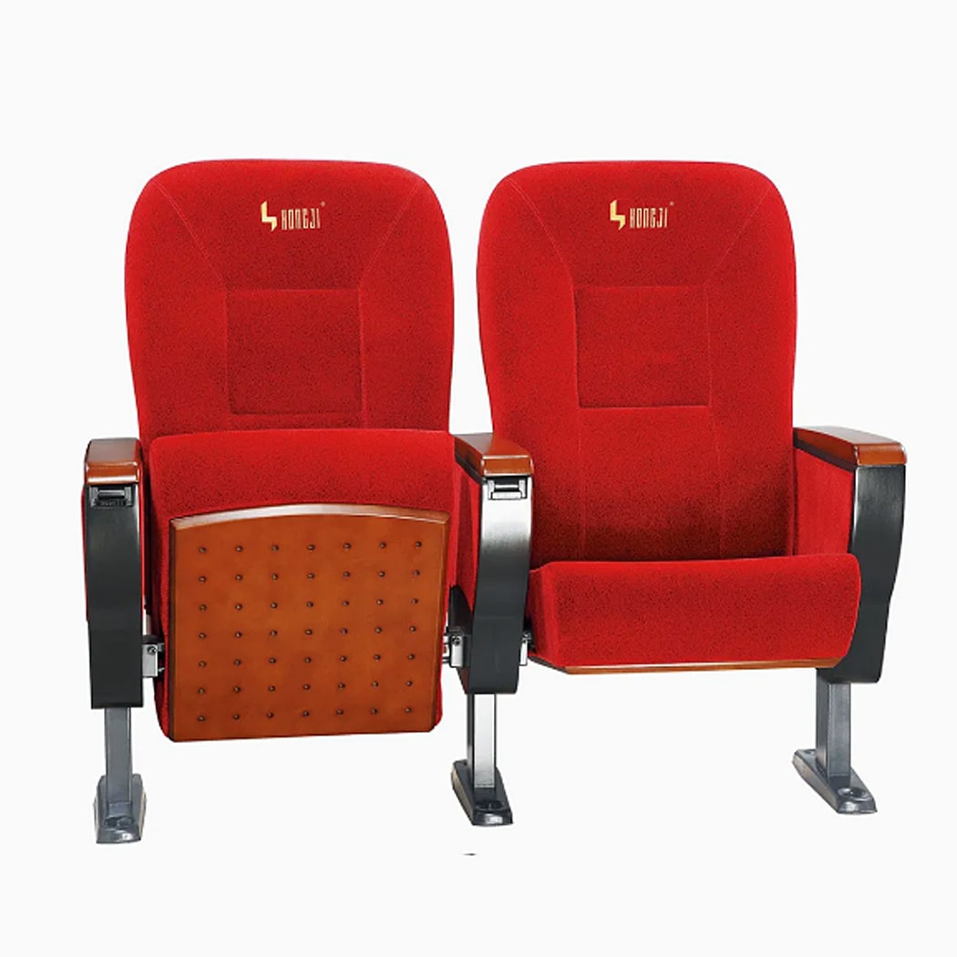 Ghế hội trường có bàn viết, bọc vải nỉ đỏ, tay vịn ốp gỗ WH520-2 Ghế hội trường có bàn viết, bọc vải nỉ đỏ, tay vịn ốp gỗ WH520-2