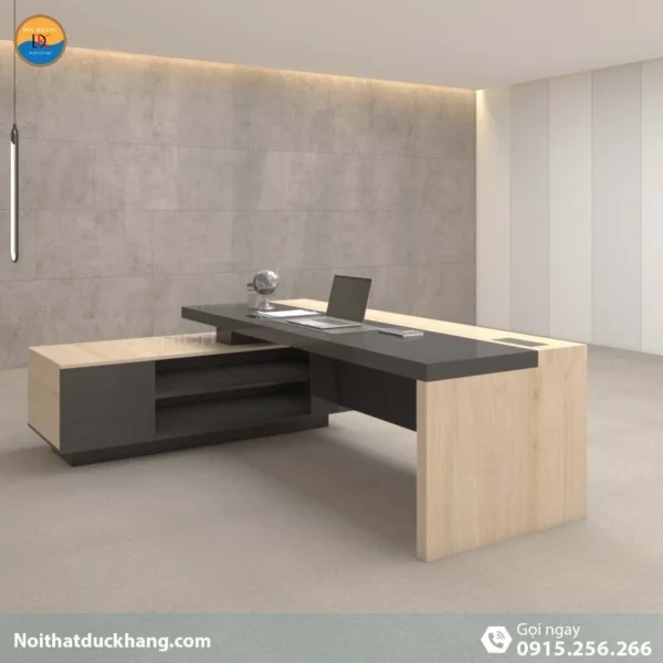 DKFBGD55-B | Bàn giám đốc Sigma gỗ công nghiệp, kiểu dáng chữ L màu đen