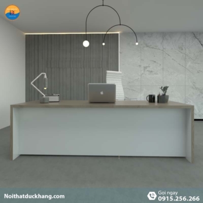 DKFBGD60-W | Bàn giám đốc West dáng chữ L kèm tủ tài liệu màu xám