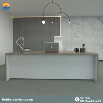 DKFBGD60-W | Bàn giám đốc West dáng chữ L kèm tủ tài liệu màu xám