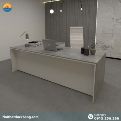 DKFBGD60-W | Bàn giám đốc West dáng chữ L kèm tủ tài liệu màu xám