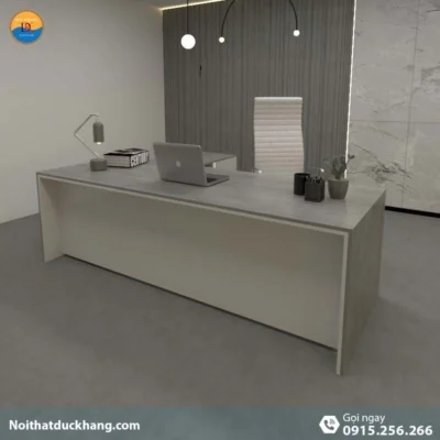 DKFBGD60-W | Bàn giám đốc West dáng chữ L kèm tủ tài liệu màu xám