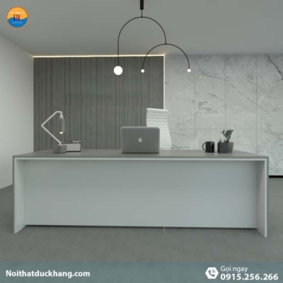 DKFBGD60-W | Bàn giám đốc West dáng chữ L kèm tủ tài liệu màu xám