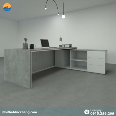 DKFBGD60-W | Bàn giám đốc West dáng chữ L kèm tủ tài liệu màu xám