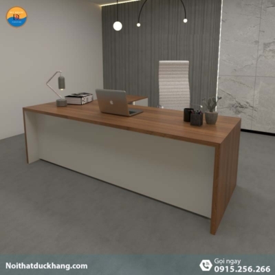 DKFBGD60-W | Bàn giám đốc West dáng chữ L kèm tủ tài liệu màu xám