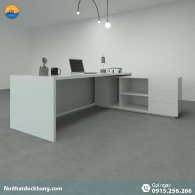 DKFBGD60-W | Bàn giám đốc West dáng chữ L kèm tủ tài liệu màu xám