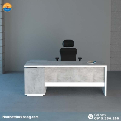 DKFBGD62-W | Bàn giám đốc Spin có tủ tài liệu tiện lợi, gỗ công nghiệp bền bỉ màu trắng