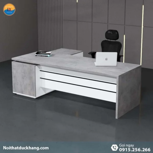 DKFBGD64-W | Bàn giám đốc Nexus chữ L kèm tủ tài liệu màu trắng