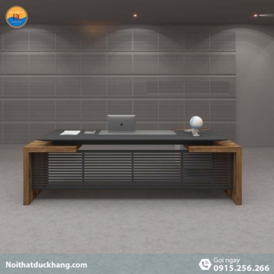 DKFBGD67-B | Bàn làm việc giám đốc Mars màu đen, dáng chữ L kèm tủ tài liệu