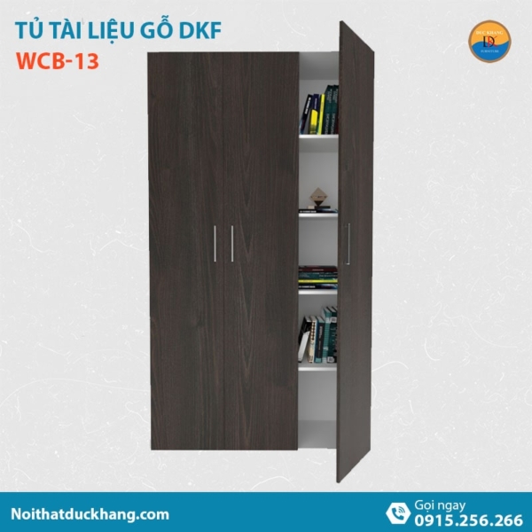 WCB-13 | Tủ tài liệu gỗ DKF 3 buồng, cánh kín