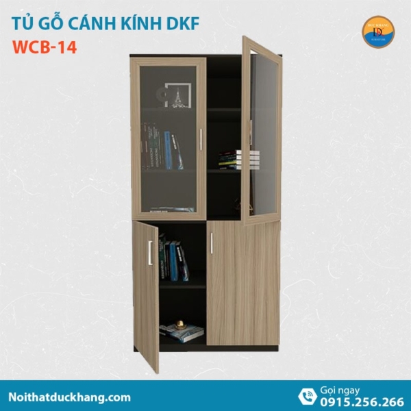 WCB-14 | Tủ tài liệu DKF cao cánh kính, gỗ công nghiệp bền bỉ