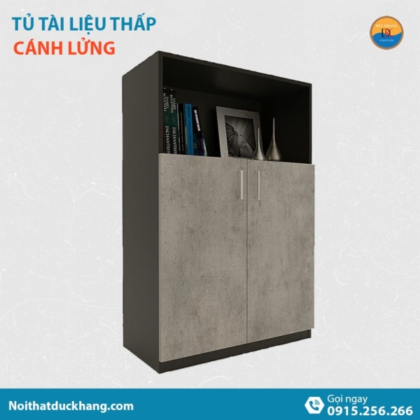 WCB-16 | Tủ hồ sơ thấp 2 cánh mở, họa tiết vân gỗ sang trọng