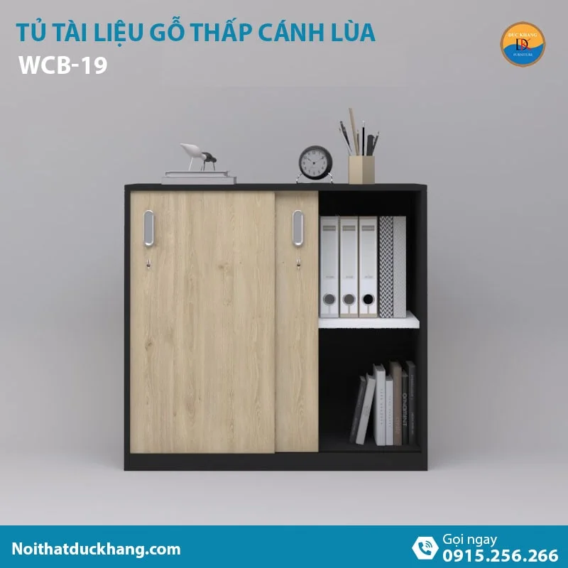 WCB-19 | Tủ tài liệu thấp DKF 2 cánh lùa tiện lợi