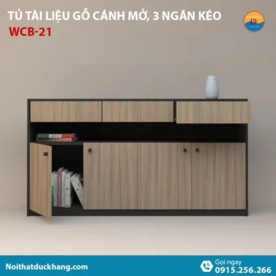 WCB-21 | Tủ đựng hồ sơ thấp 4 cánh mở và 3 ngăn kéo hiện đại