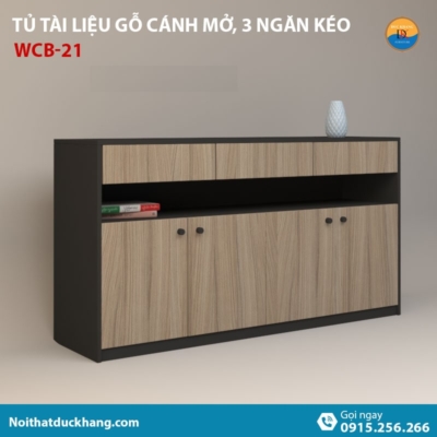 WCB-21 | Tủ đựng hồ sơ thấp 4 cánh mở và 3 ngăn kéo hiện đại