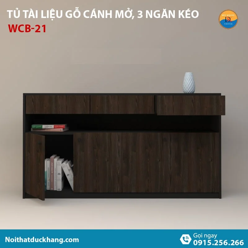 WCB-21 | Tủ đựng hồ sơ thấp 4 cánh mở và 3 ngăn kéo hiện đại