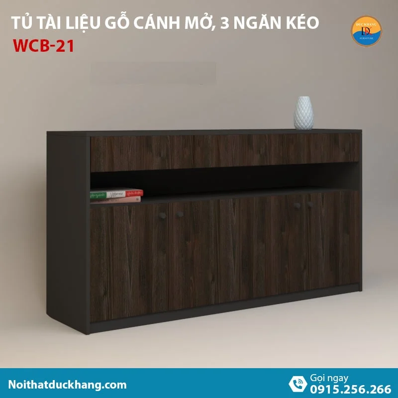 WCB-21 | Tủ đựng hồ sơ thấp 4 cánh mở và 3 ngăn kéo hiện đại