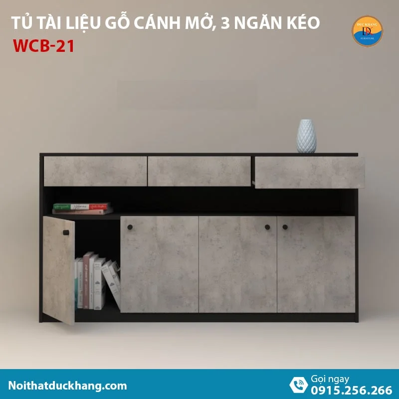 WCB-21 | Tủ đựng hồ sơ thấp 4 cánh mở và 3 ngăn kéo hiện đại