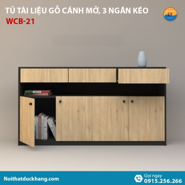 WCB-21 | Tủ đựng hồ sơ thấp 4 cánh mở và 3 ngăn kéo hiện đại